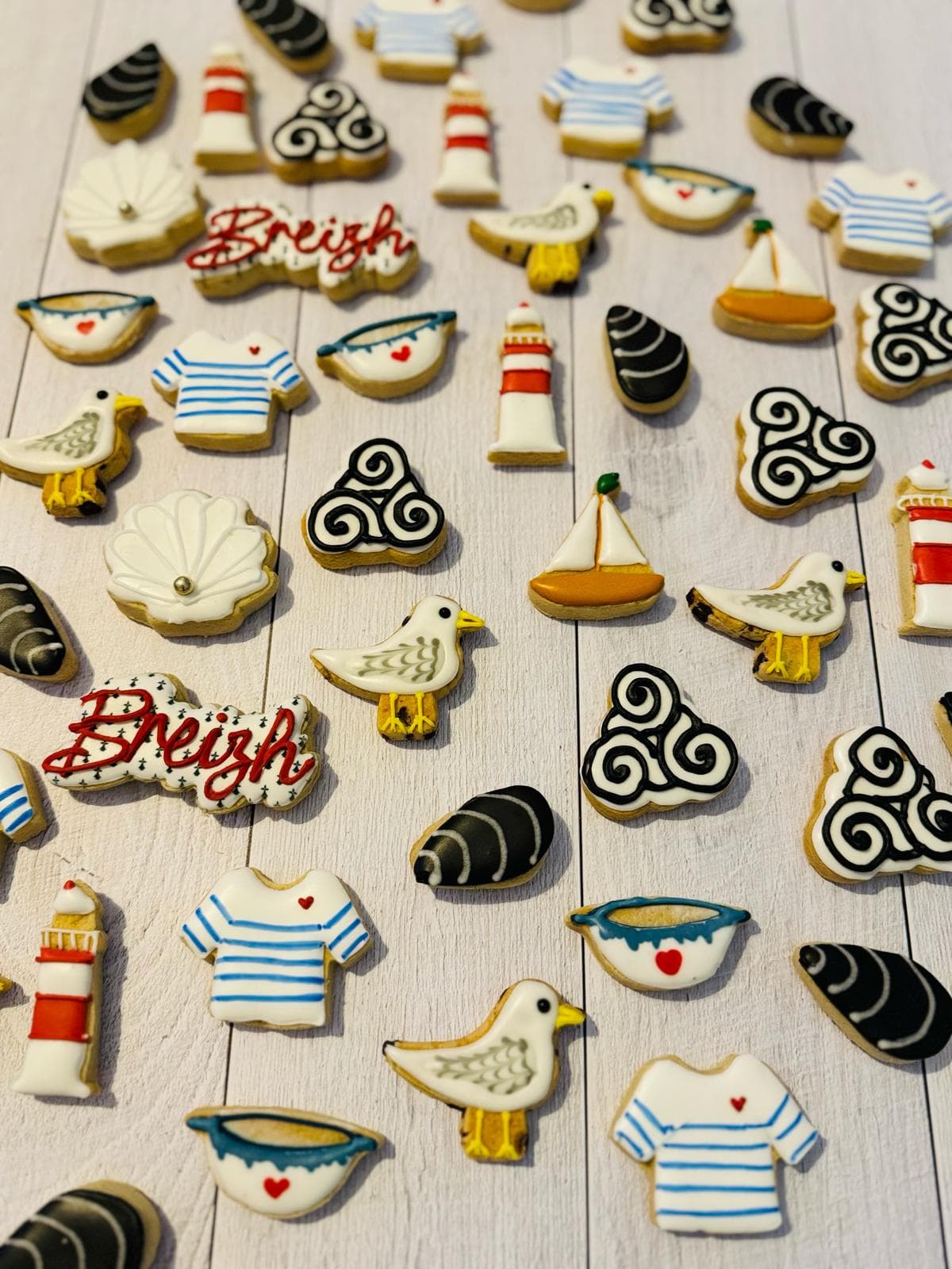 Biscuits marinière, bol breton, moule, mouette, treskell