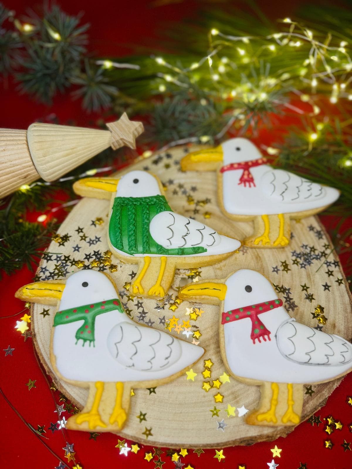 Biscuits mouette noël, écharpe